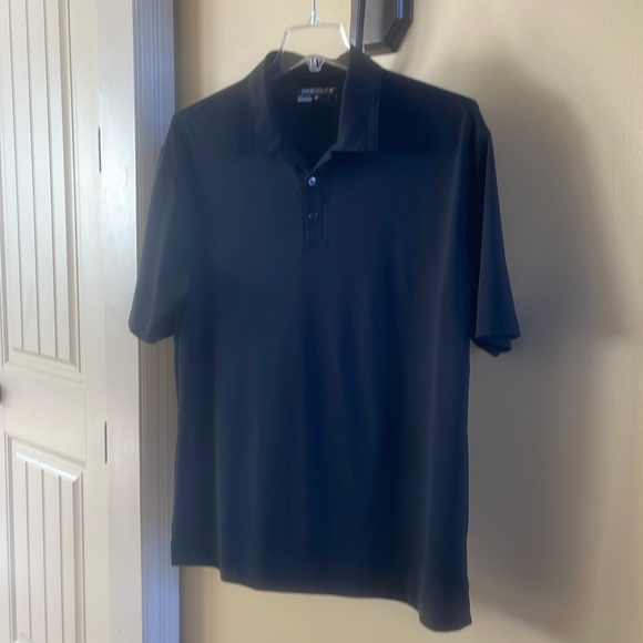 Nike Swoosh Is On The Back Of This Jet Black Muted Stripe Golf Polo Shirt Large - Picture 8 of 8